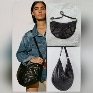 Free People Black Studded Leather Bag